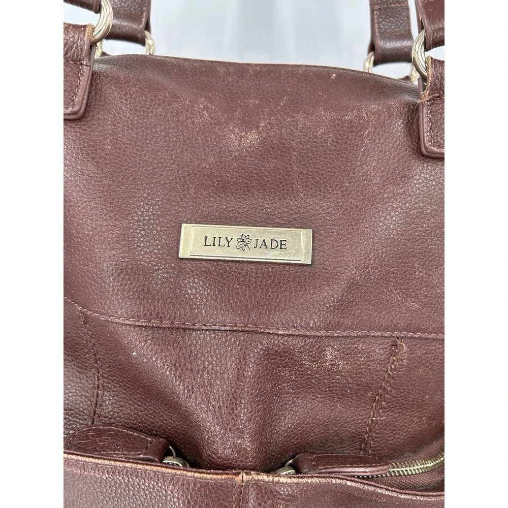 Lily Jade Shaylee Camel Leather Diaper Bag Convertible‎ Tote Backpack Insert Pad